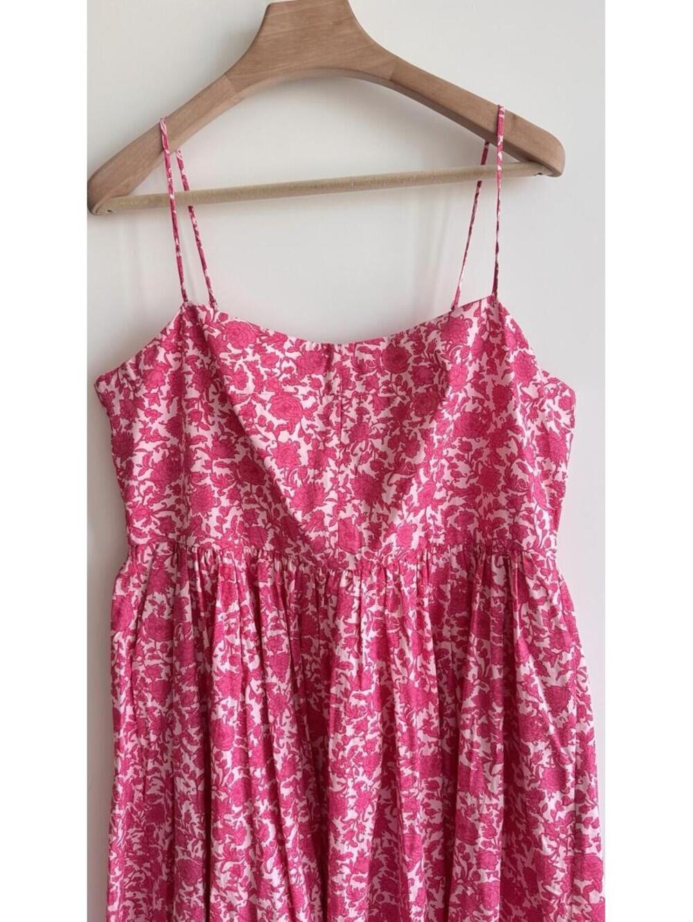 J.Crew A-Line Cotton Poplin Midi Dress Rosebud Floral Pink Size 16 NWT - Picture 7 of 9